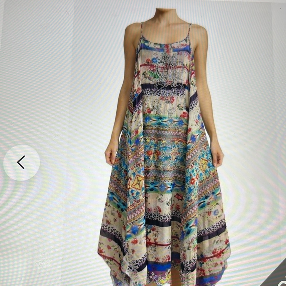 Johnny Was Slip Dress Multicolor Boho Floral Eyelet Dress